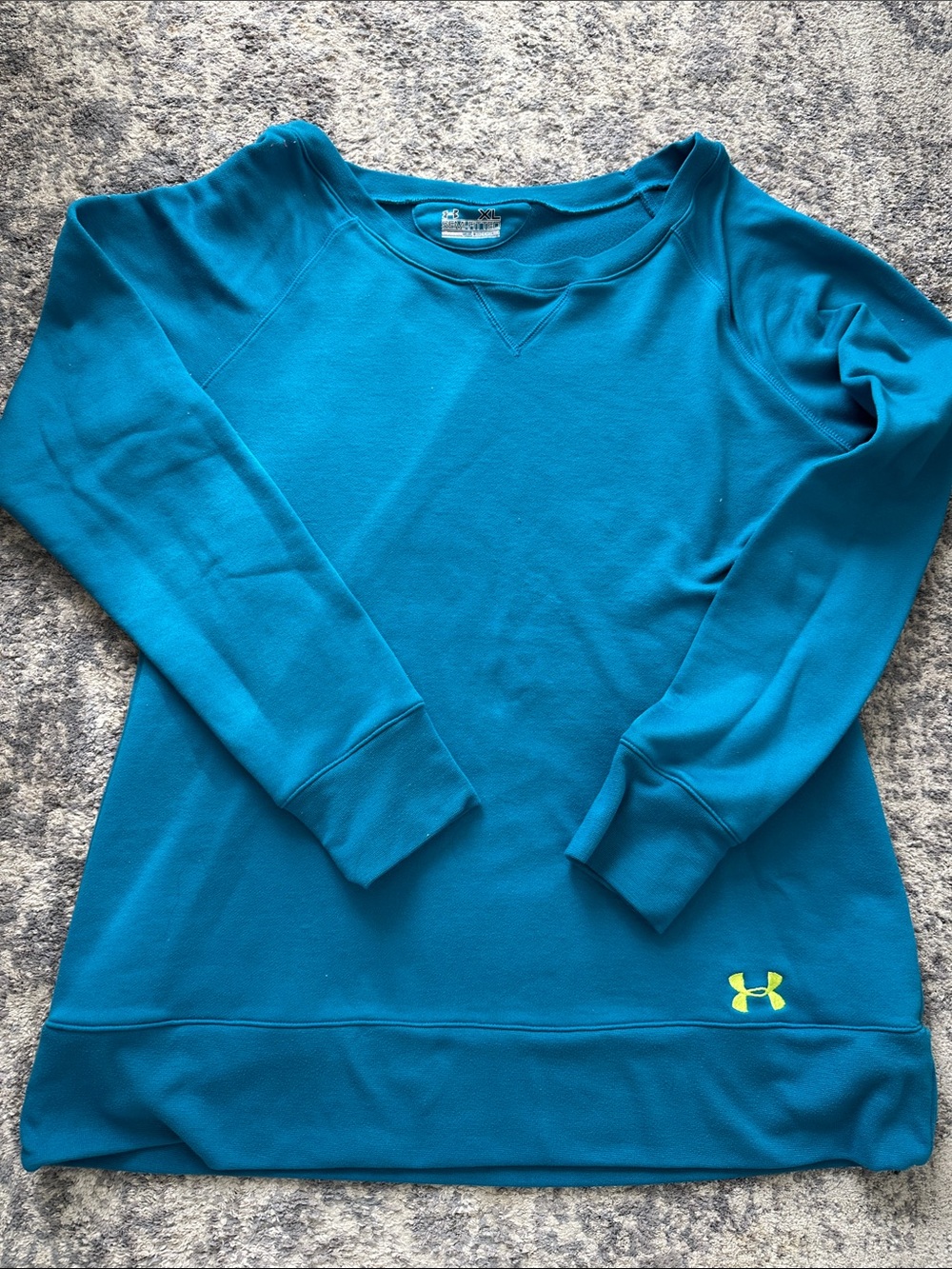 Under Armour Teal Blue Women's Pullover Sweatshirt with Yellow Logo